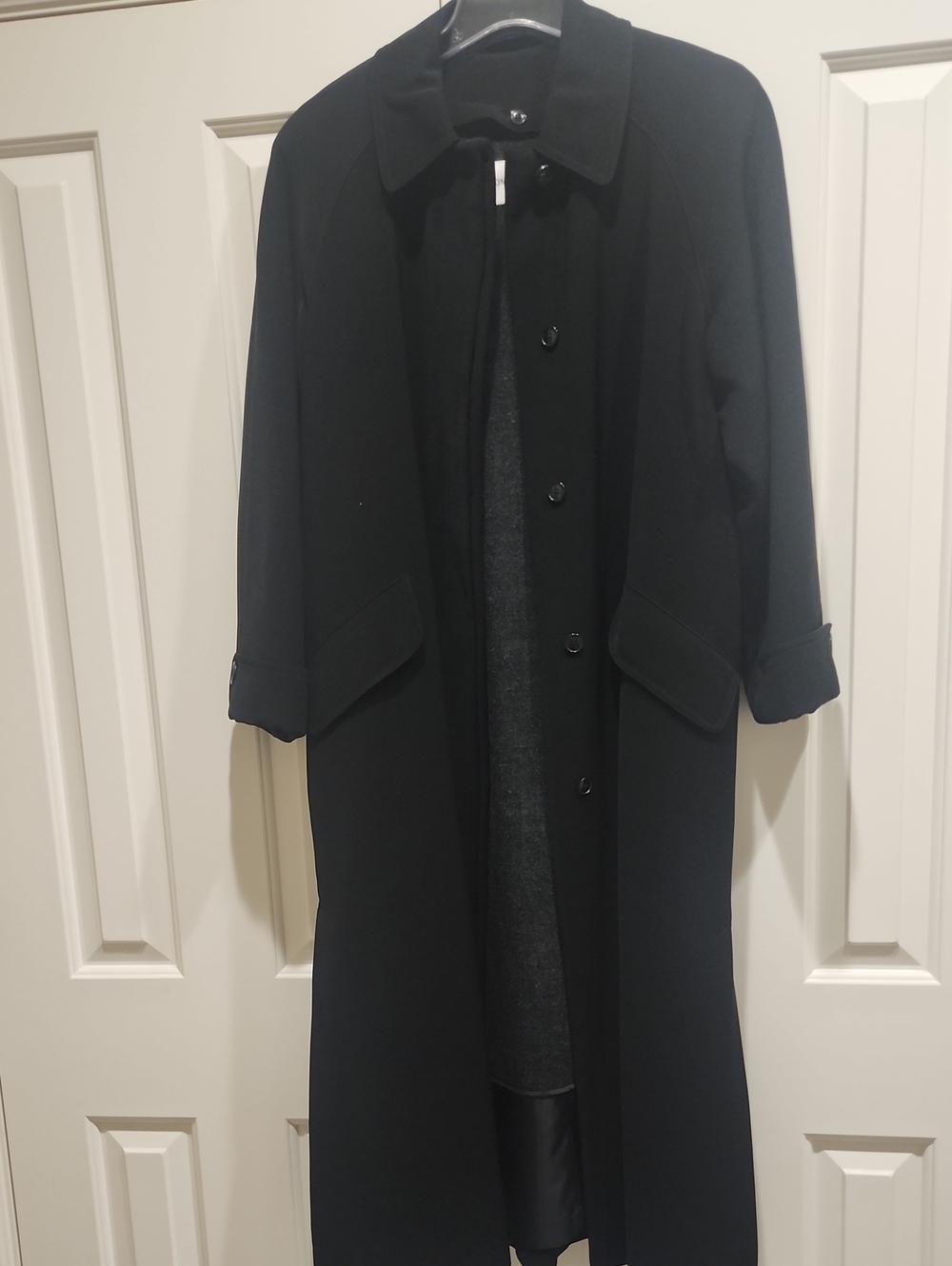 Jones New York Women's Black Long Single-Breasted Trench Coat